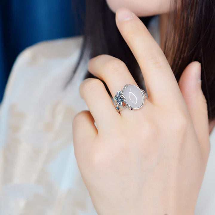 Bague d'harmonie positive en argent sterling 990 avec calcédoine naturelle et prune - image 5