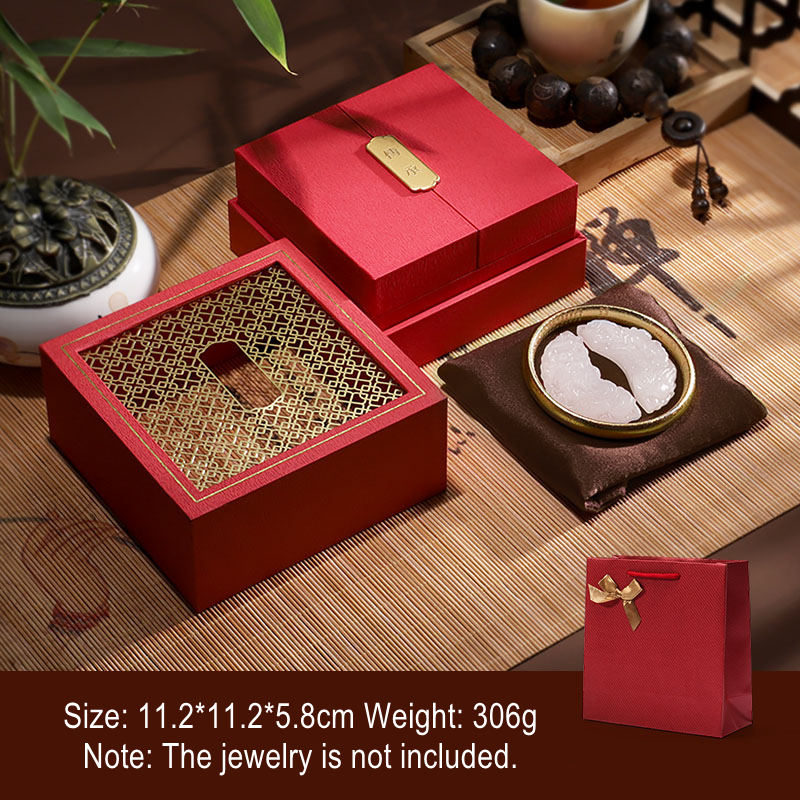 Coffret cadeau de rangement de bijoux rétro - Rouge (11,2*11,2*5,8cm) - image 7