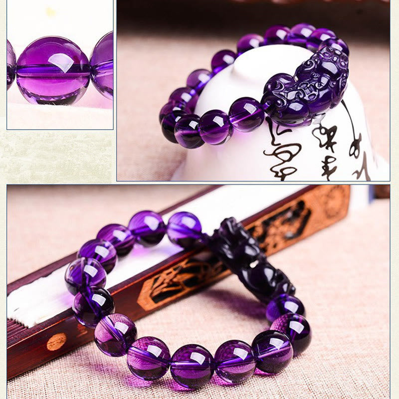 Bracelet Feng Shui en améthyste avec Buddha Stones pour la fortune et la richesse