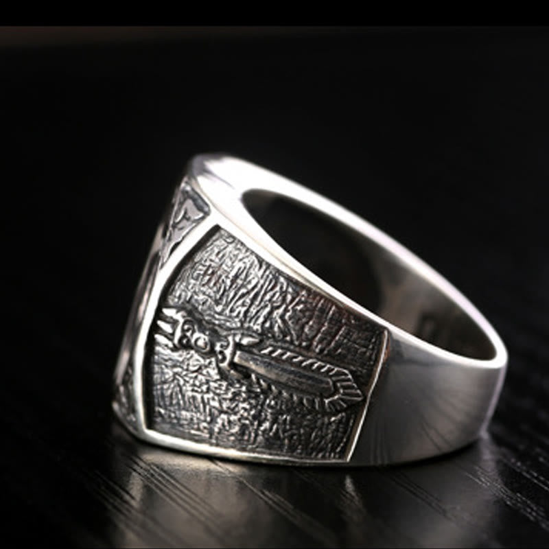 Bague ajustable en argent sterling 925 Buddha Stones et motif sanskrit sculpté - image 9