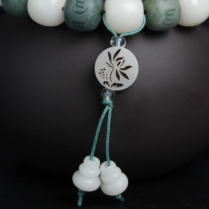 Bracelet de protection Bodhi Six Vrais Mots en Buddha Stones Blanc