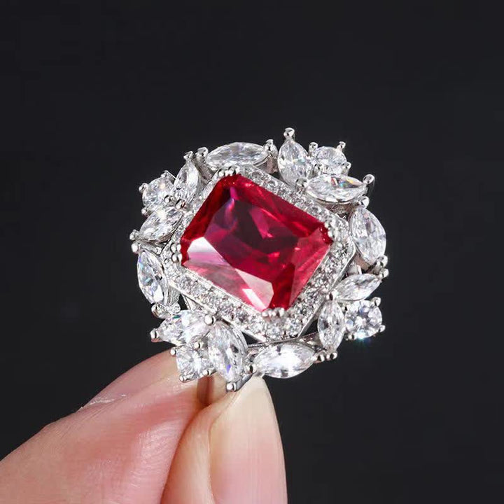 Buddha Stones Cristal d'émeraude Corindon rouge Confiance Courage Bague Boucles d'oreilles Collier Pendentif