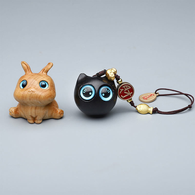 Buddha Stones Thuja Sutchuenensis Bois de santal vert Buis Mini Animal mignon Lapin Chat Cerf Baleine Prospérité Téléphone Décorations suspendues - image 0