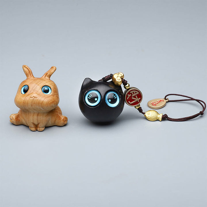 Buddha Stones Thuja Sutchuenensis Bois de santal vert Buis Mini Animal mignon Lapin Chat Cerf Baleine Prospérité Téléphone Décorations suspendues - image 0