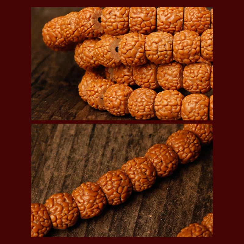 Bracelet tibétain en 108 perles de Mala Rudraksha Bodhi Seed Zodiac chinois Bouddha natal Richesse Charm
