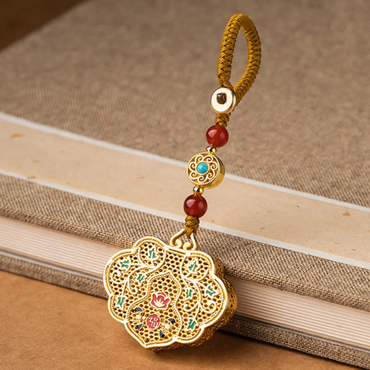 Porte-clés Buddha Stones Lock of Good Wishes Fu Character Lucky Blessing