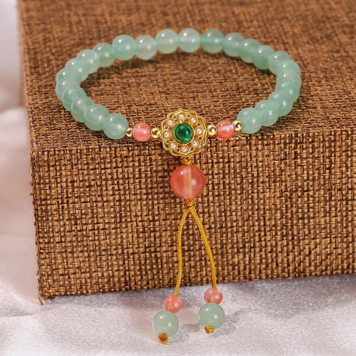 Buddha Stones Bracelet de perles de chance en Aventurine Verte