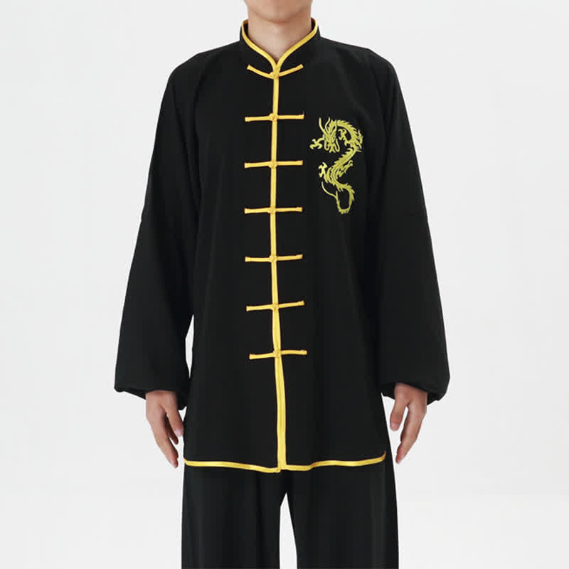 Ensemble de vêtements unisexes brodés avec Buddha Stones et dragon Qi Gong Zen, pratique spirituelle, méditation, prière