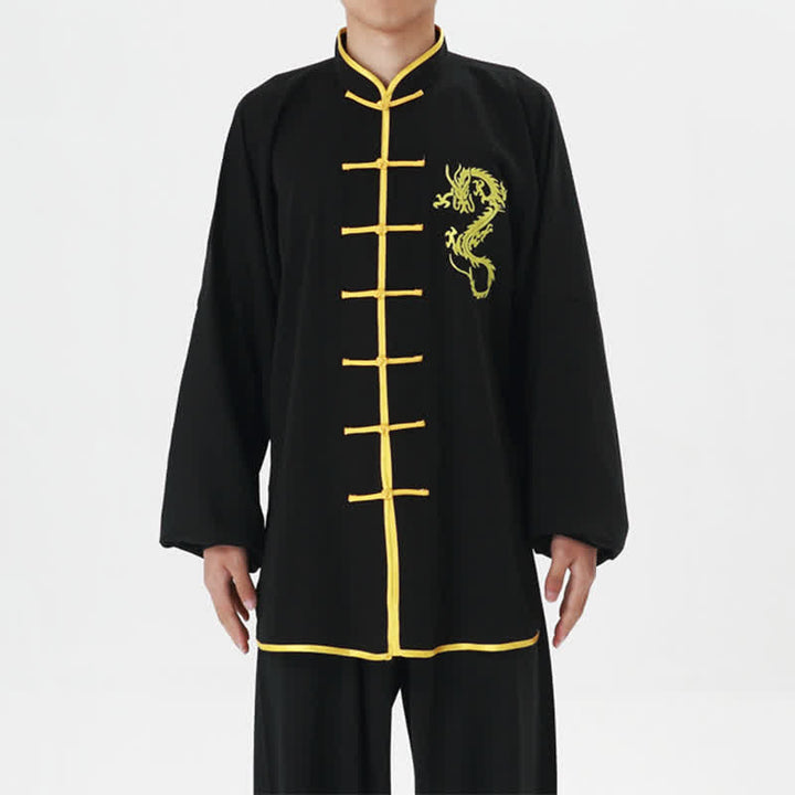 Ensemble de vêtements unisexes brodés avec Buddha Stones et dragon Qi Gong Zen, pratique spirituelle, méditation, prière
