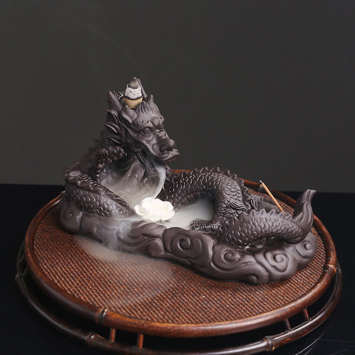 Brûleur d'encens de protection de fleur de dragon jouant à la balle