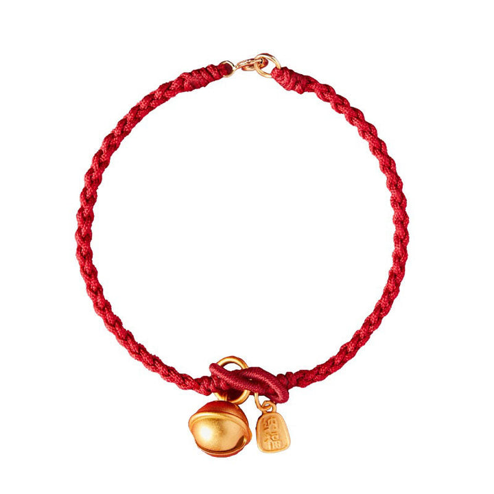 Bracelet en corde rouge avec breloque en forme de personnage Fu fait à la main en Buddha Stones