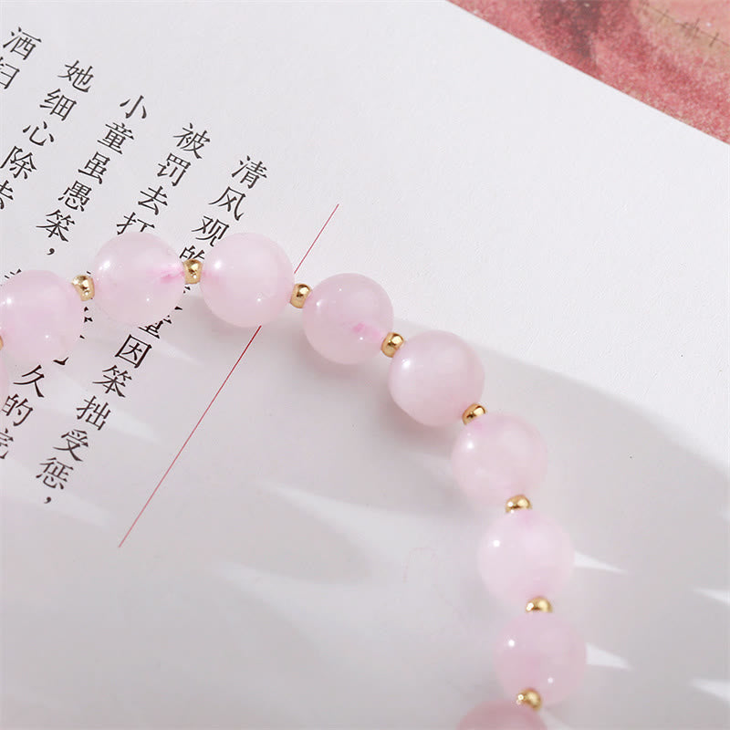 Bracelet d'amour en cristal rose naturel avec fleur de prunier
