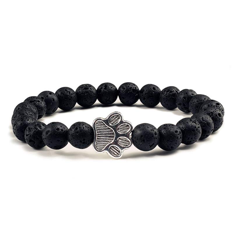 Buddha Stones Bracelet en pierre « Sauvez un chien » - Lave noire - image 4