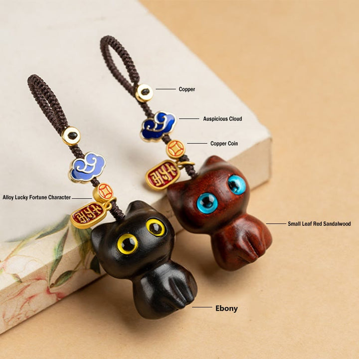 Porte-clés de protection en bois de santal rouge et ébène avec petites feuilles de Buddha Stones, porte-clés pour téléphone, décoration à suspendre - image 12