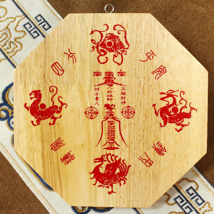 Carte Feng Shui Bagua Miroir de carte d'équilibre énergétique en bois de pêcher