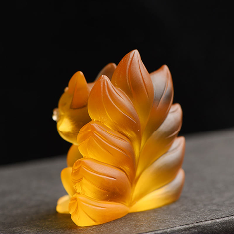 Buddha Stones Petit renard à neuf queues Succès Force Figurine Décoration de la maison