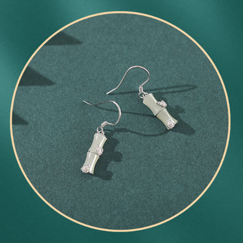 Boucles d'oreilles pendantes porte-bonheur en argent sterling 925 avec jade chrysobéryl œil de chat agate rouge bambou - image 9
