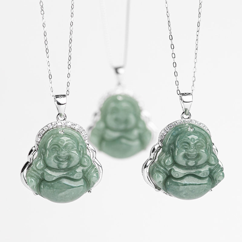 Buddha Stones en argent sterling 925 et jade Bouddha rieur - image 11