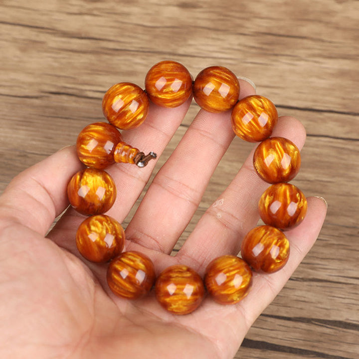 Bracelet Mala positif de réussite en saule de mer doré Buddha Stones