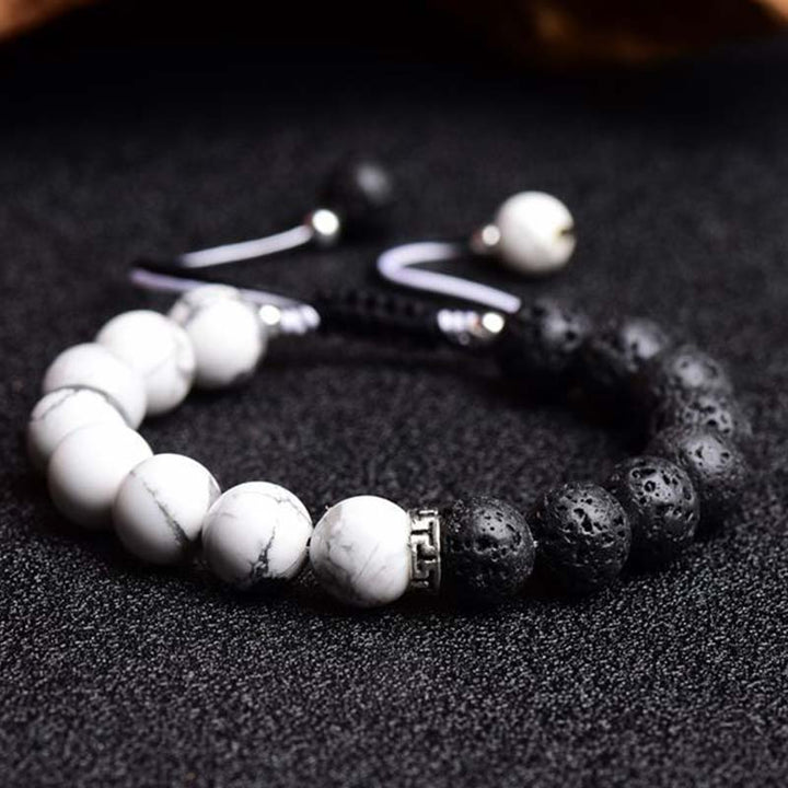 Bracelet de protection en pierre de lave Yin Yang Buddha Stones