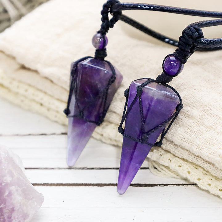 Collier pendentif pointu en pierre naturelle Buddha Stones