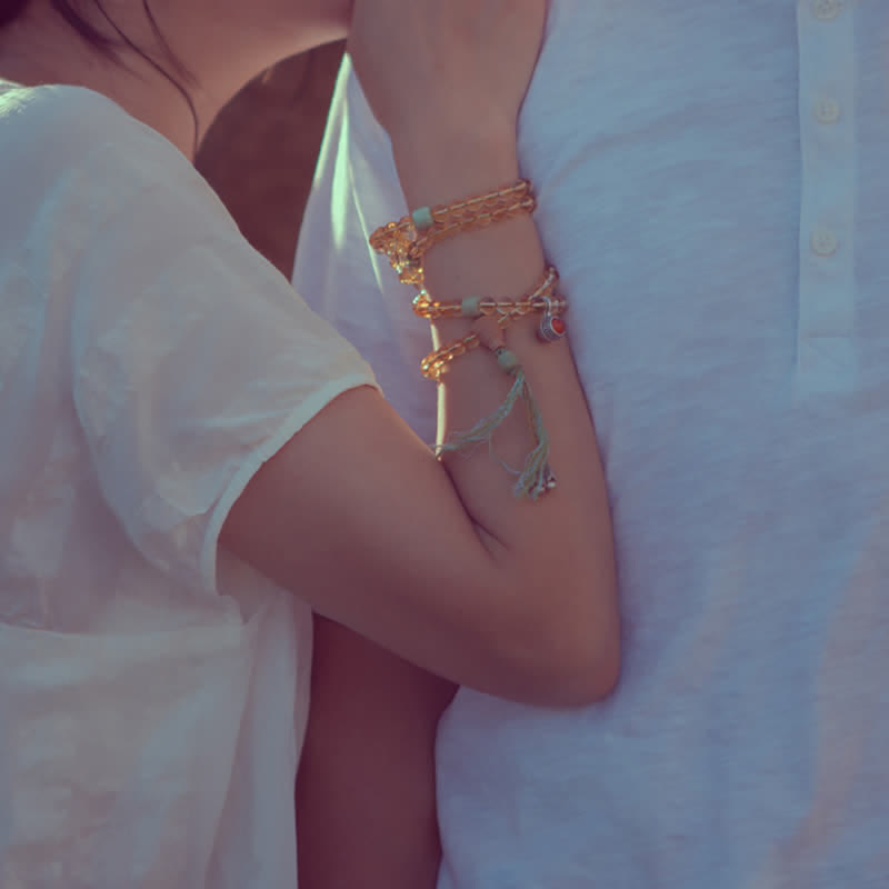 Bracelet Mala 108 Buddha Stones, citrine, bois de santal, turquoise, protection et prospérité - image 9