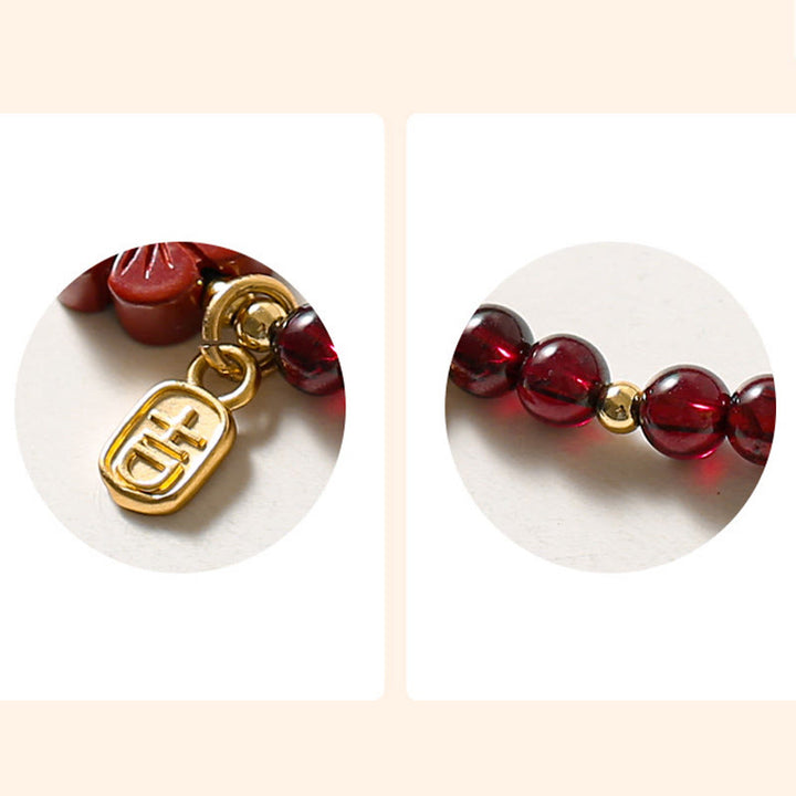 Bracelet Buddha Stones en or 14 carats avec grenat naturel et cinabre - image 9