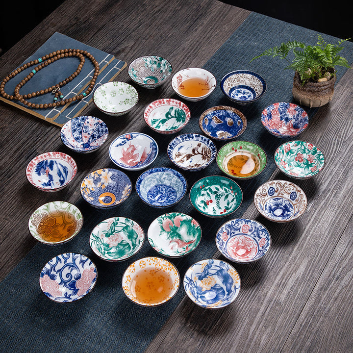 Buddha Stones Fleurs Fu Caractère Montagnes Lotus Fleurs de cerisier Tasse à thé en céramique Tasse à thé Kung Fu