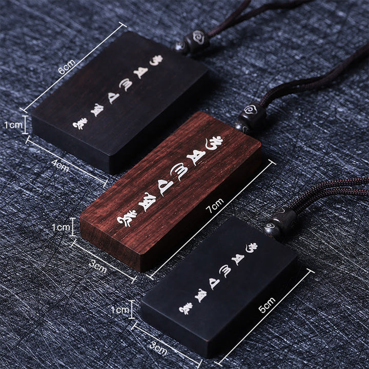 Collier pendentif de protection incrusté de Buddha Stones en argent sterling 999 avec petite feuille de bois de santal rouge et bois d'ébène Om Mani Padme Hum - image 8