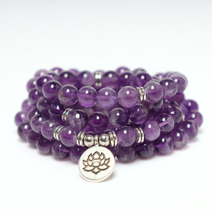 Bracelet Mala Purification Améthyste Naturelle Buddha Stones