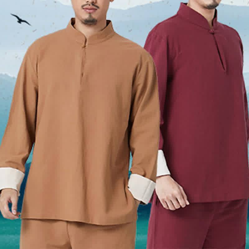 Ensemble de vêtements en coton et lin pour homme Buddha Stones, méditation spirituelle, zen, yoga, prière