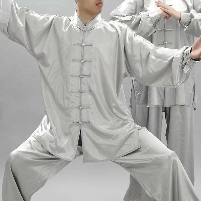 Ensemble de vêtements unisexes à motifs simples avec Buddha Stones pour méditation, prière, spirituel, zen, tai-chi, qigong - Gris clair - 3XL- Convient aux États-Unis, au Royaume-Uni, en Australie et en UE - 2XL - image 15