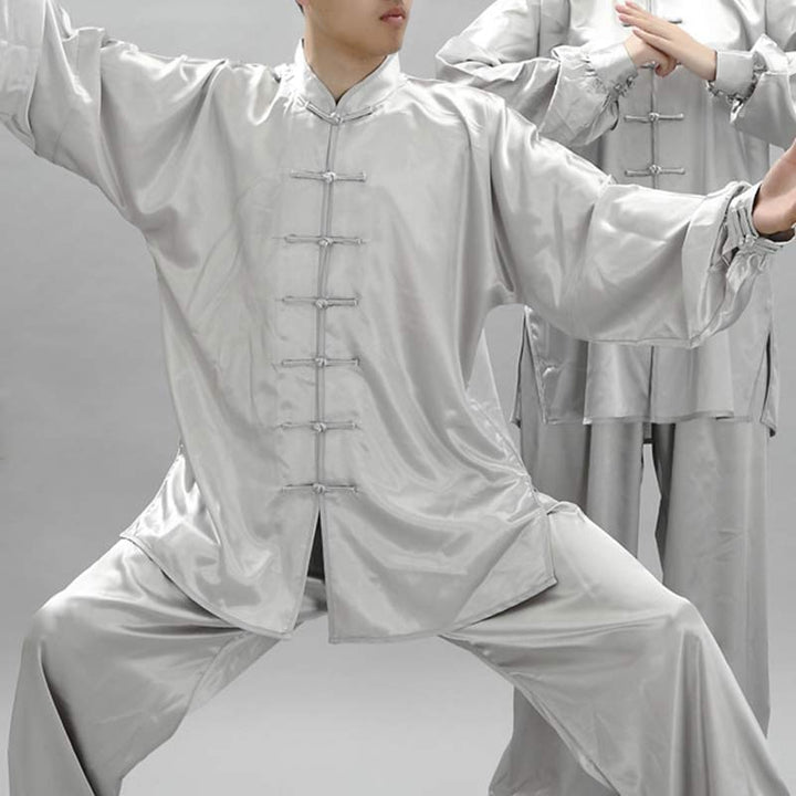 Ensemble de vêtements unisexes à motifs simples avec Buddha Stones pour méditation, prière, spirituel, zen, tai-chi, qigong - Gris clair - 3XL- Convient aux États-Unis, au Royaume-Uni, en Australie et en UE - 2XL - image 15