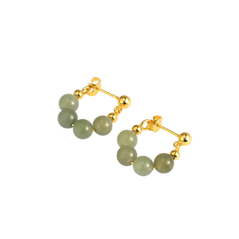 Boucles d'oreilles en argent sterling 925 avec perles d'agate rouge Hetian Jade