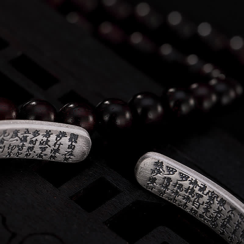 Bracelet de protection en argent sterling 999 avec six mots vrais et sutra du cœur de Buddha Stones
