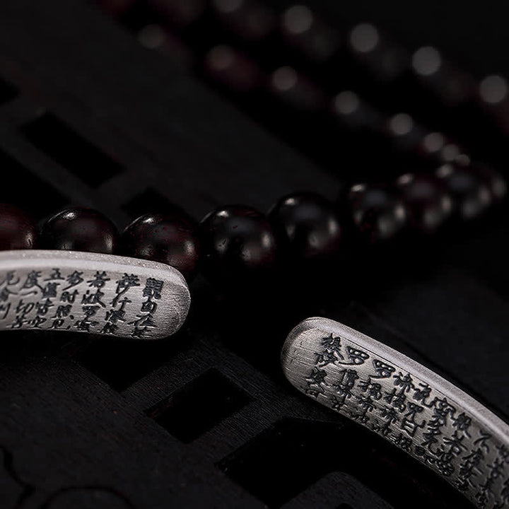 Bracelet de protection en argent sterling 999 avec six mots vrais et sutra du cœur de Buddha Stones