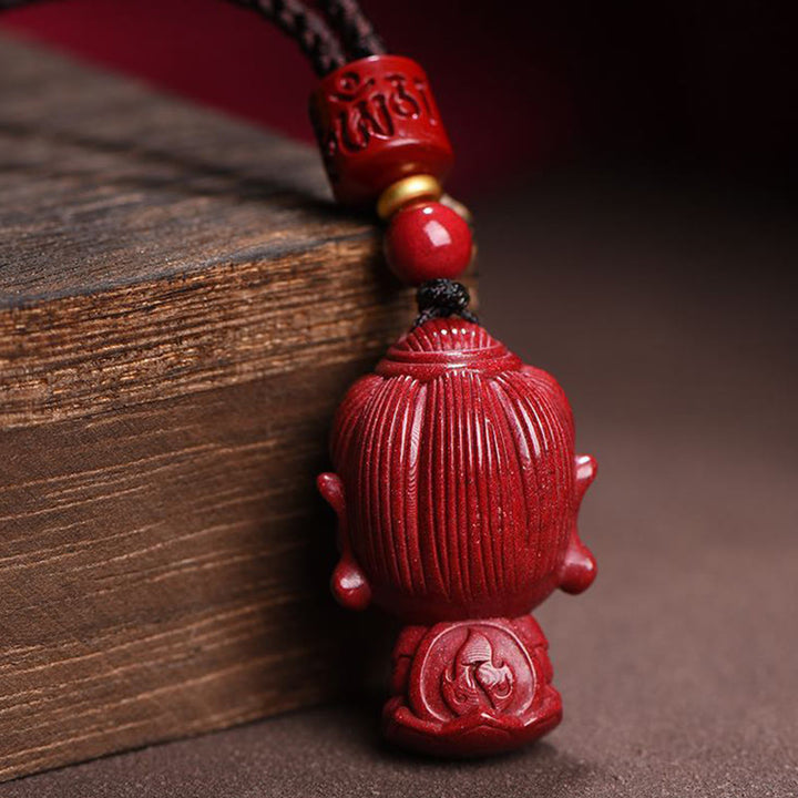 Buddha Stones Zodiaque chinois Bouddha natal Amulette en cinabre naturel Collier pendentif éloignant les mauvais esprits