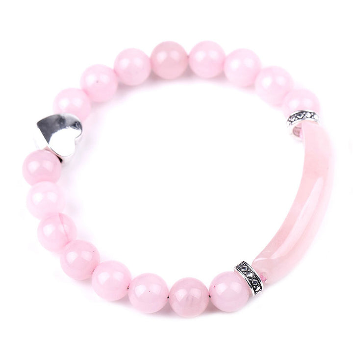 Bracelet unisexe en forme de cœur avec perles en cristal naturel