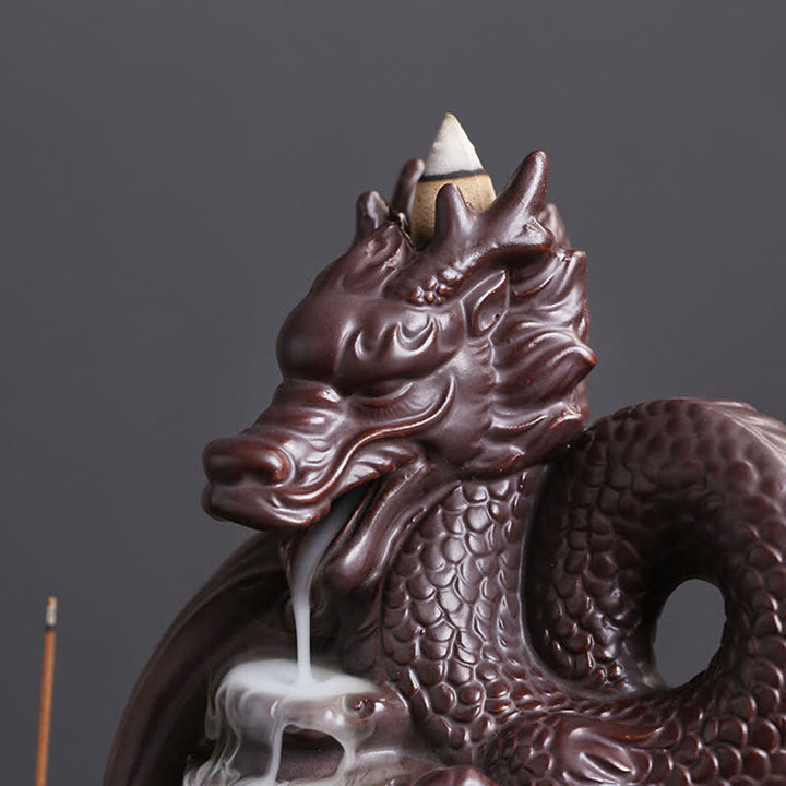 Brûleur d'encens en céramique à motif de dragon