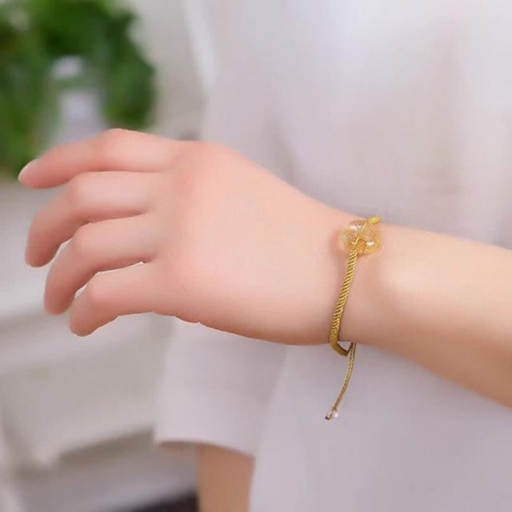 Bracelet tressé Buddha Stones Rond Citrine Boucle de Paix Bonheur