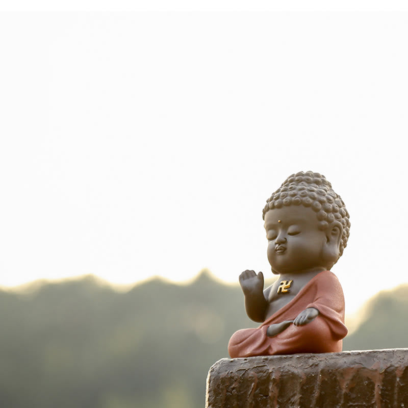 Buddha Stones Petit Bouddha Sérénité Argile violette Décoration de bureau à domicile