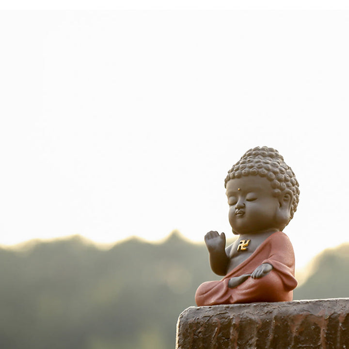 Buddha Stones Petit Bouddha Sérénité Argile violette Décoration de bureau à domicile