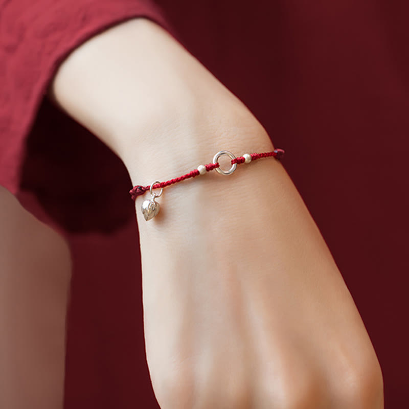 Bracelet en argent sterling 925 avec Buddha Stones et cordon rouge porte-bonheur, paix, joie, lotus, paix
