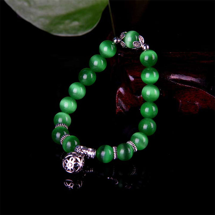 Bracelet porte-bonheur tibétain œil de chat Buddha Stones