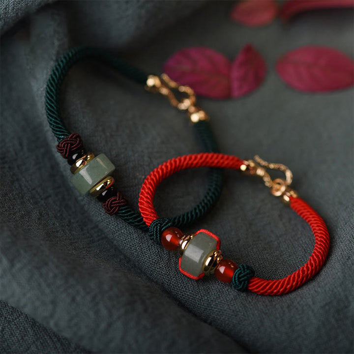 Bracelet porte-bonheur tressé en aventurine verte tibétaine avec Buddha Stones