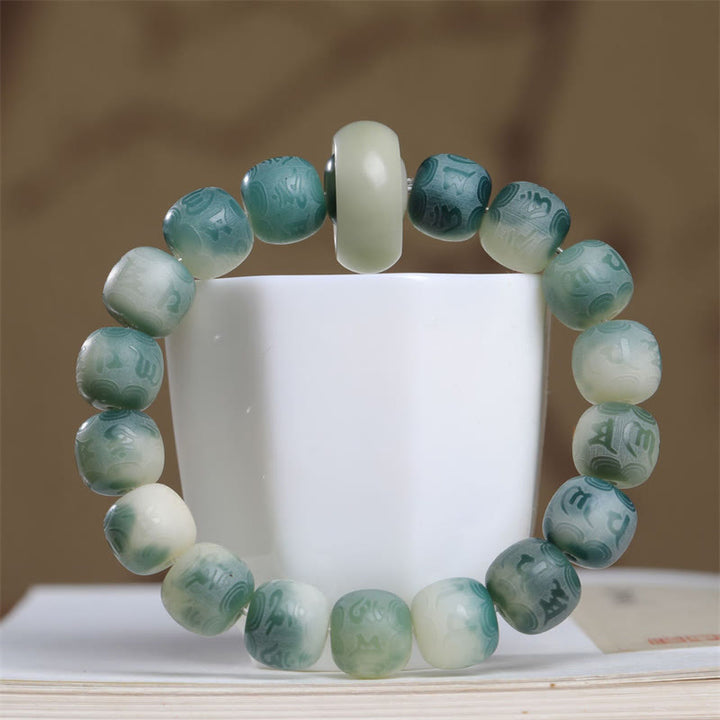 Bracelet gravé en Buddha Stones graines de Bodhi Om Mani Padme Hum pour éloigner les mauvais esprits