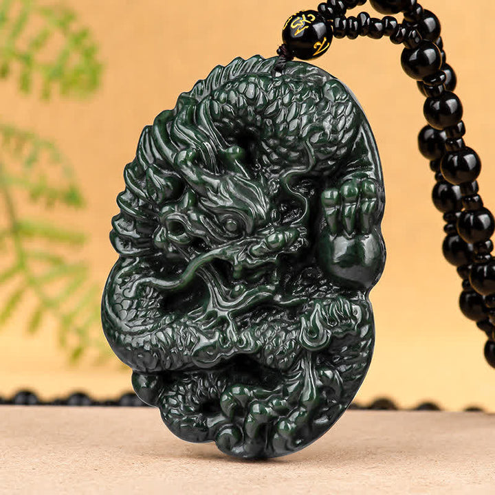 Collier avec pendentif en Buddha Stones Hetian Cyan Jade Dragon Success Harmony - image 8