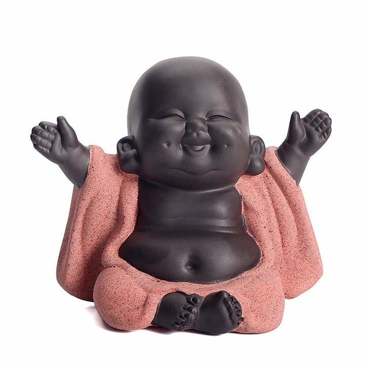 Buddha Stones Toujours Souriant Bouddha Rieur Richesse Chance Argile Violette Statue Maitreya Décoration - image 8