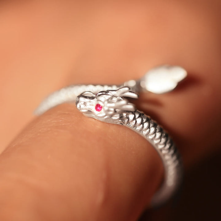 Bague ajustable en argent sterling 925 Buddha Stones , vintage, année du dragon, protection, force