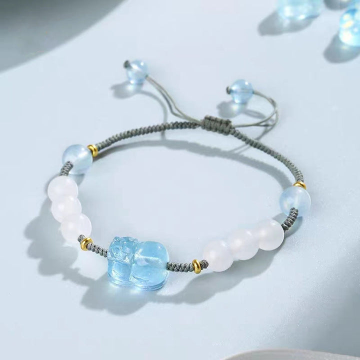Bracelet de guérison en jade blanc naturel PiXiu Hetian Buddha Stones